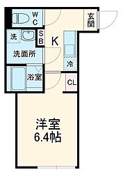 カインドネス町田II 1階1Kの間取り