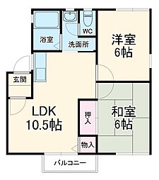ハイホーム新宮 1階2LDKの間取り