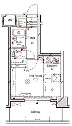 ラフィスタ品川ベイ 5階1Kの間取り