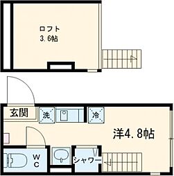 レジデンス・イン初台 1階ワンルームの間取り