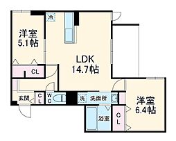 Green Village 1階2LDKの間取り