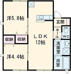 バンヤン 202 2階2LDKの間取り