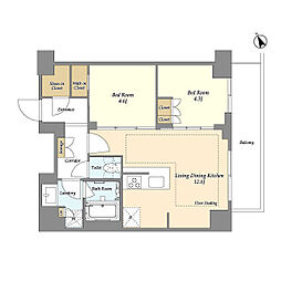 オアーゼ日暮里レジデンス 10階2LDKの間取り