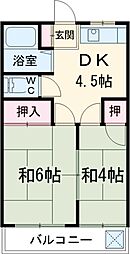 コーポ大竹 2階2DKの間取り
