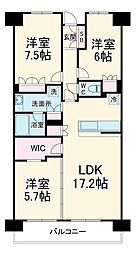 セントハート藤が丘 3階3LDKの間取り