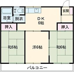 長瀬第三マンション 1階3DKの間取り