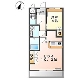 サンリヴィエール 3階1LDKの間取り
