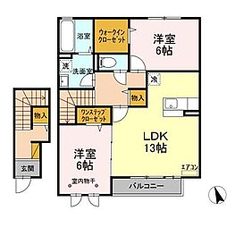 シャルマン　Ｂ 2階2LDKの間取り