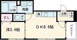ハーモニーテラス花園伊町 1階1DKの間取り
