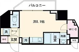 レジディア笹塚III 6階ワンルームの間取り