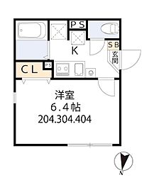 グラシア・ベイ大森 3階1Kの間取り