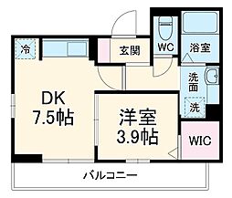 アリエス東大成 2階1DKの間取り