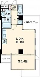 JR山手線 代々木駅 徒歩5分の賃貸マンション 6階1LDKの間取り