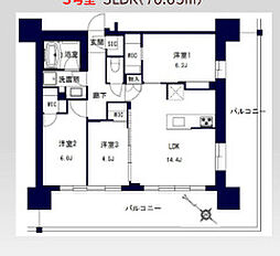 センチュリー千葉みなと 4階3LDKの間取り