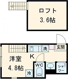 ＪＵＮＥ 1階ワンルームの間取り