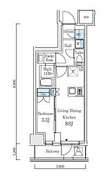 テラス駒込サウス 12階1DKの間取り
