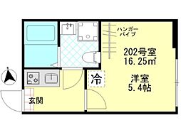 京成押上線 四ツ木駅 徒歩10分の賃貸アパート 2階1Kの間取り