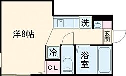 ティーグル荏原中延 1階ワンルームの間取り