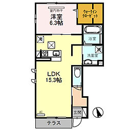 ディアコートＫ 1階1LDKの間取り