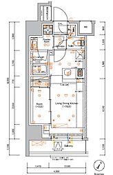 小田急小田原線 町田駅 徒歩9分の賃貸マンション 12階1LDKの間取り