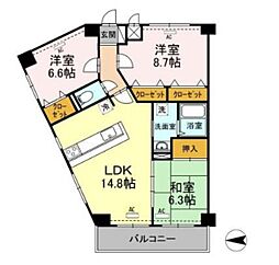 モニュメントスクウェア　参番館 3階3LDKの間取り