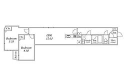 FABRIC大森町 1階2LDKの間取り