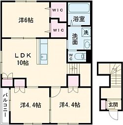 グリーントップ 2階3LDKの間取り