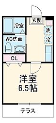ハーミットクラブハウス溝ノ口Ｂ号棟 1階1Kの間取り