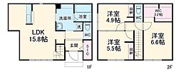板倉町戸建借家 1階3LDKの間取り