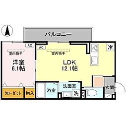 シャトー SANA 3階1LDKの間取り