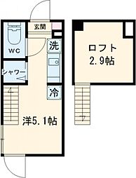 エスペランサ 平井 1階ワンルームの間取り