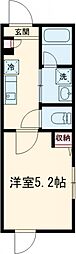 ラフィネ阿佐ヶ谷Ａ 2階1Kの間取り