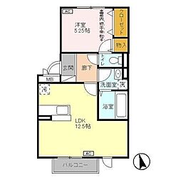 パンフレール 3階1LDKの間取り