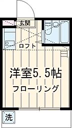 ボヌール分倍河原 1階ワンルームの間取り