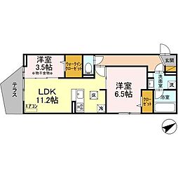 Ｋ・ｔｈ 1階2LDKの間取り