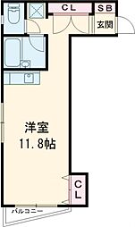 五本木アパートメンツ 4階ワンルームの間取り