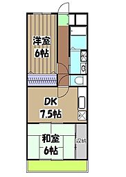 ＦＯＲＵＭ東向日 3階2DKの間取り