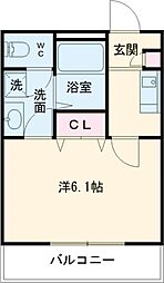 グランフォレスタI 1階1Kの間取り