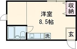 かとれや館 2階ワンルームの間取り