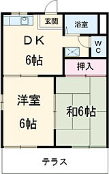 アーバン布袋 106 1階2DKの間取り