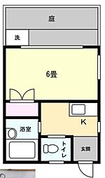 コスモ小林 1階1Kの間取り