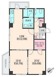 エルヴェ内堀 2階2LDKの間取り