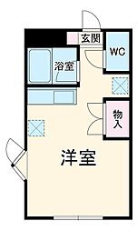 コートヴェルデ 1階ワンルームの間取り