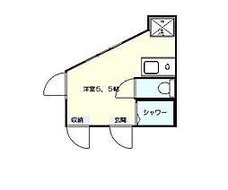 ルームズ中野A 1階ワンルームの間取り