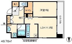 アスヴェル京都烏丸五条 8階1LDKの間取り