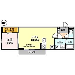 ファーストステージ下小林II 1階1LDKの間取り
