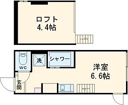ロマンシング 1階ワンルームの間取り
