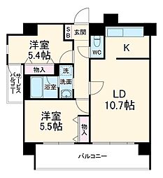 サントーア高倉 6階2LDKの間取り