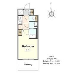 S-RESIDENCE高井田beleta 4階1Kの間取り
