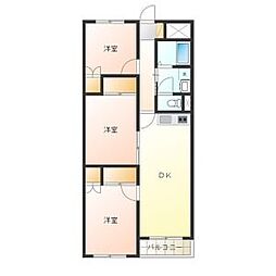 ロワールミタハイツ 4階3DKの間取り